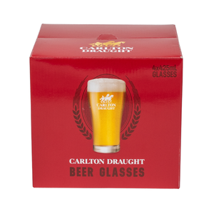 Carlton Draught 4 Pack of 425ml Glasses