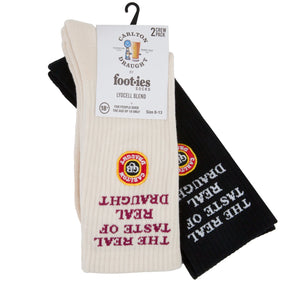 Carlton Draught Slogan Sneaker Sock 2 Pack- Cream/Black