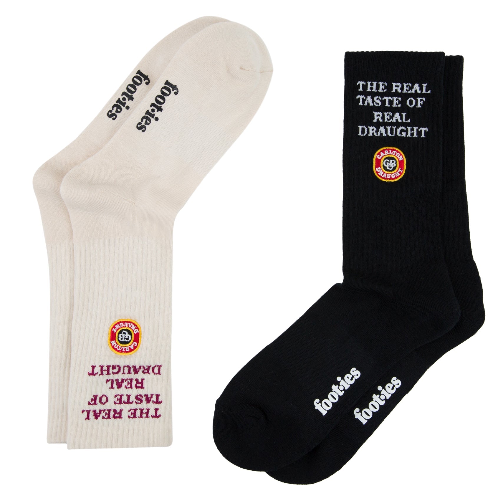 Carlton Draught Slogan Sneaker Sock 2 Pack- Cream/Black