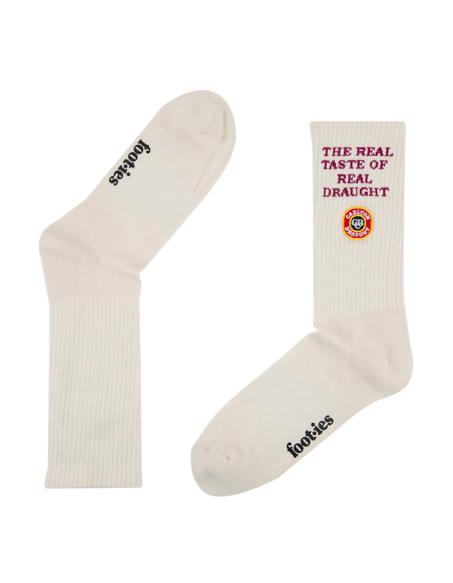 Carlton Draught Slogan Sneaker Sock 2 Pack- Cream/Black