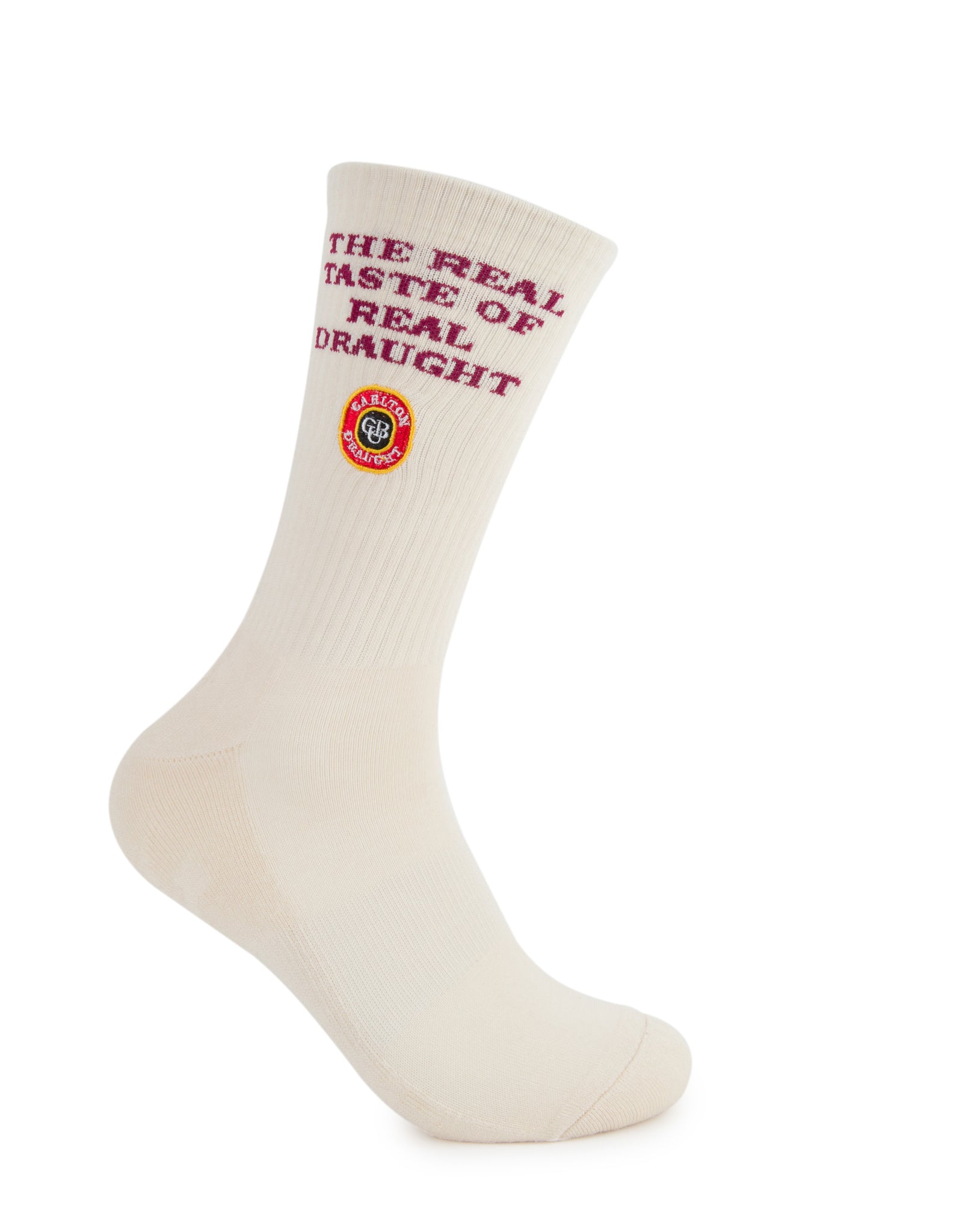 Carlton Draught Slogan Sneaker Sock 2 Pack- Cream/Black